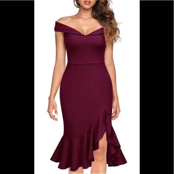 Red off the shoulder dress - Picture 5 of 6